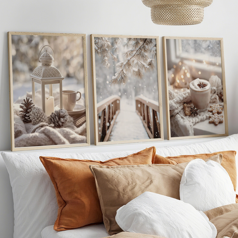 Photography Kit - 3-Piece Set, Cozy Lanterns, Snowy Bridge,