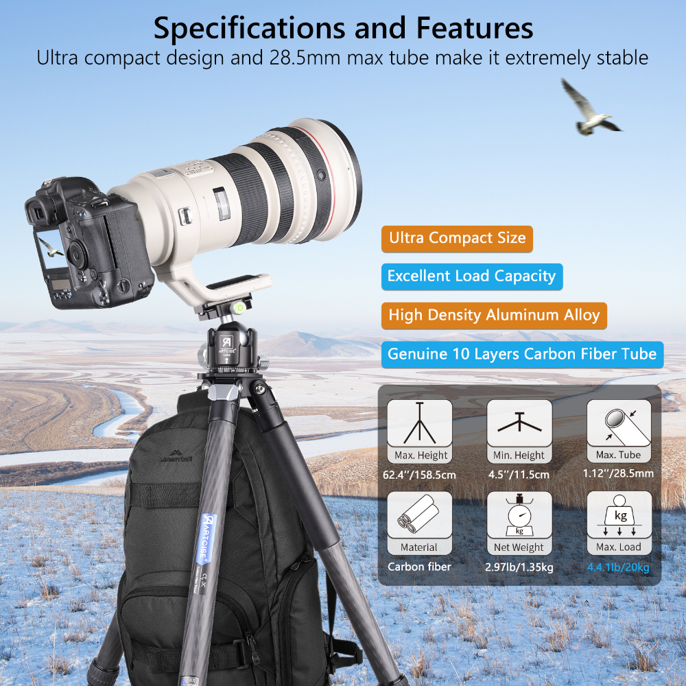 ARTCISE CT70C 158cm Carbon Fib - Camera Tripod Carbon บทวิจารณ์และราคา