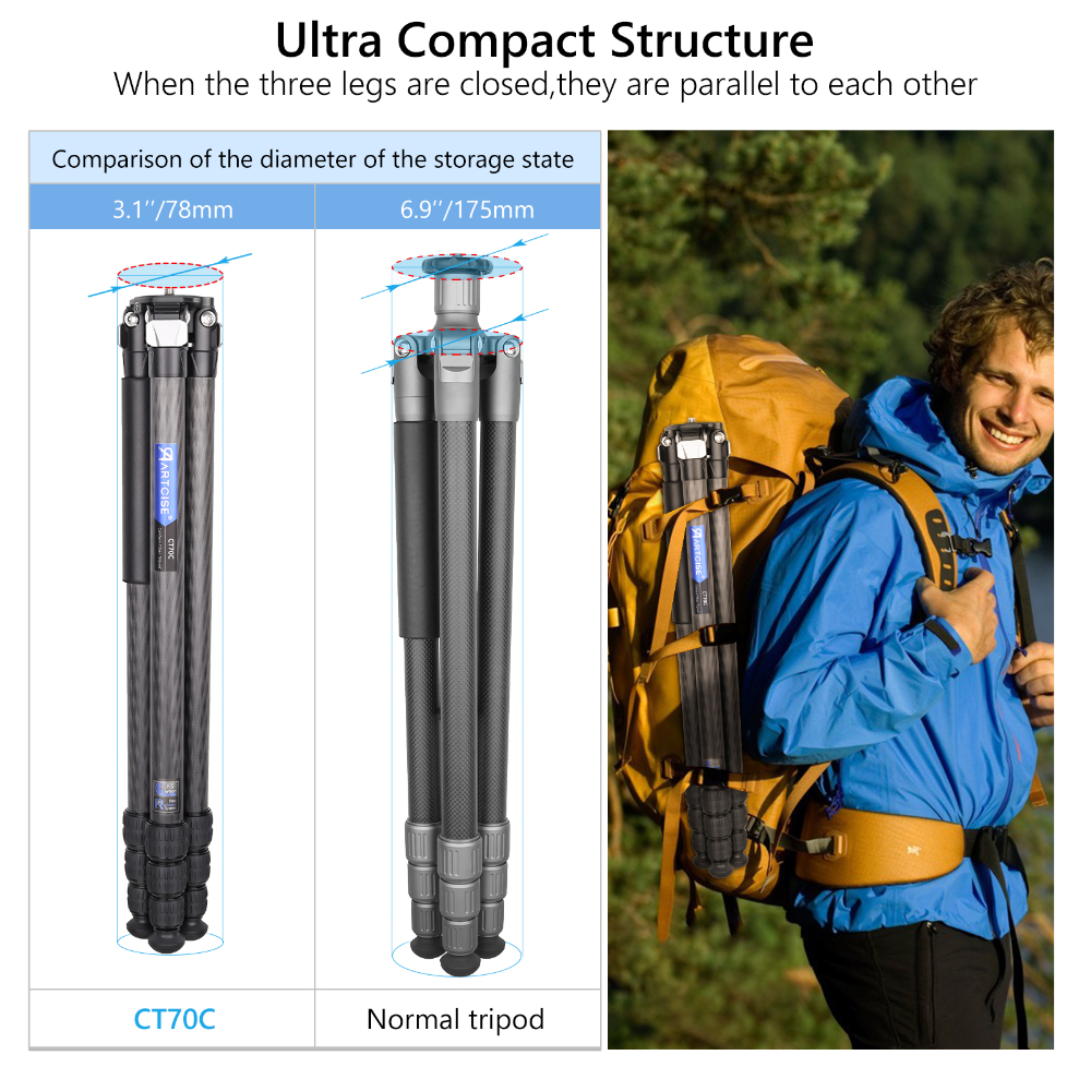 ARTCISE CT70C 158cm Carbon Fib - Camera Tripod Carbon บทวิจารณ์และราคา