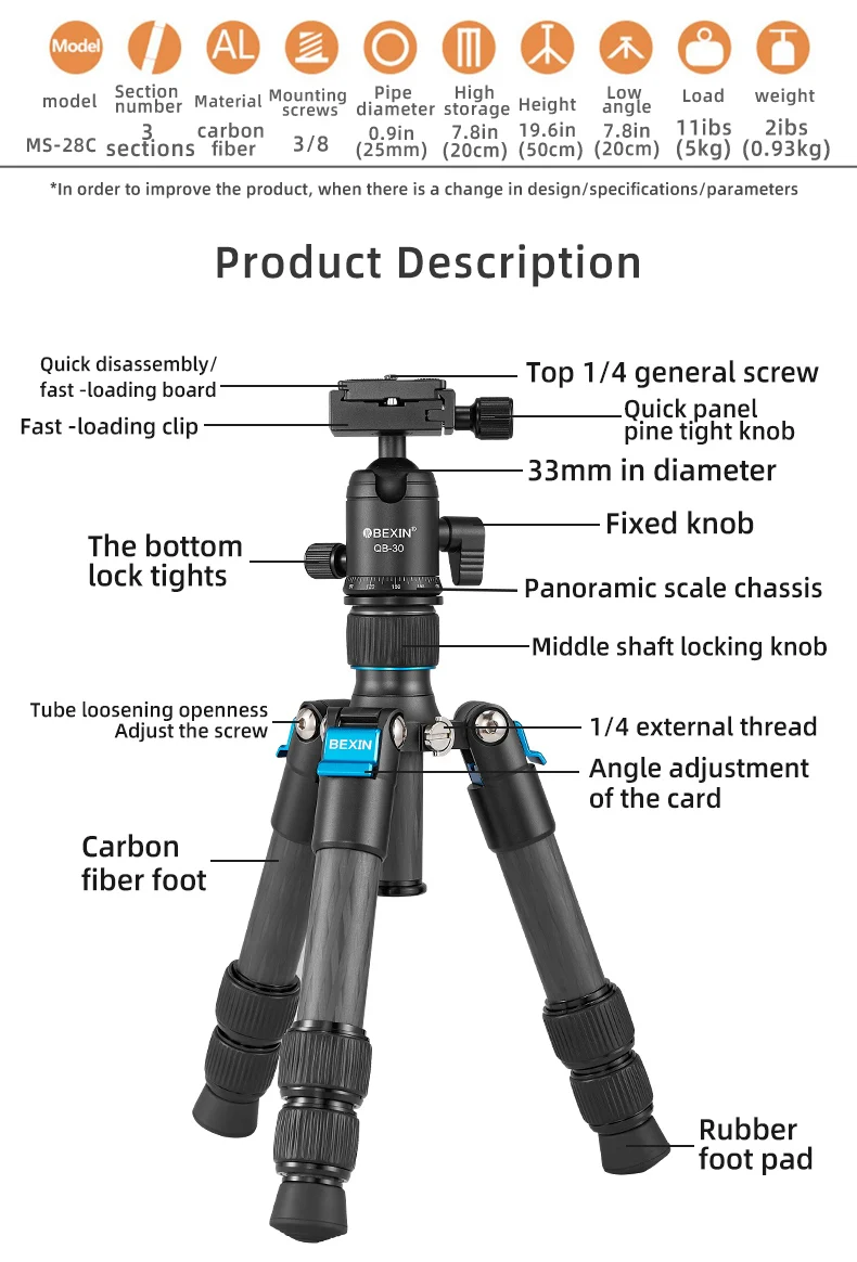 Mini Carbon Fiber Tripod Compa - Camera Tripod Carbon บทวิจารณ์และราคา