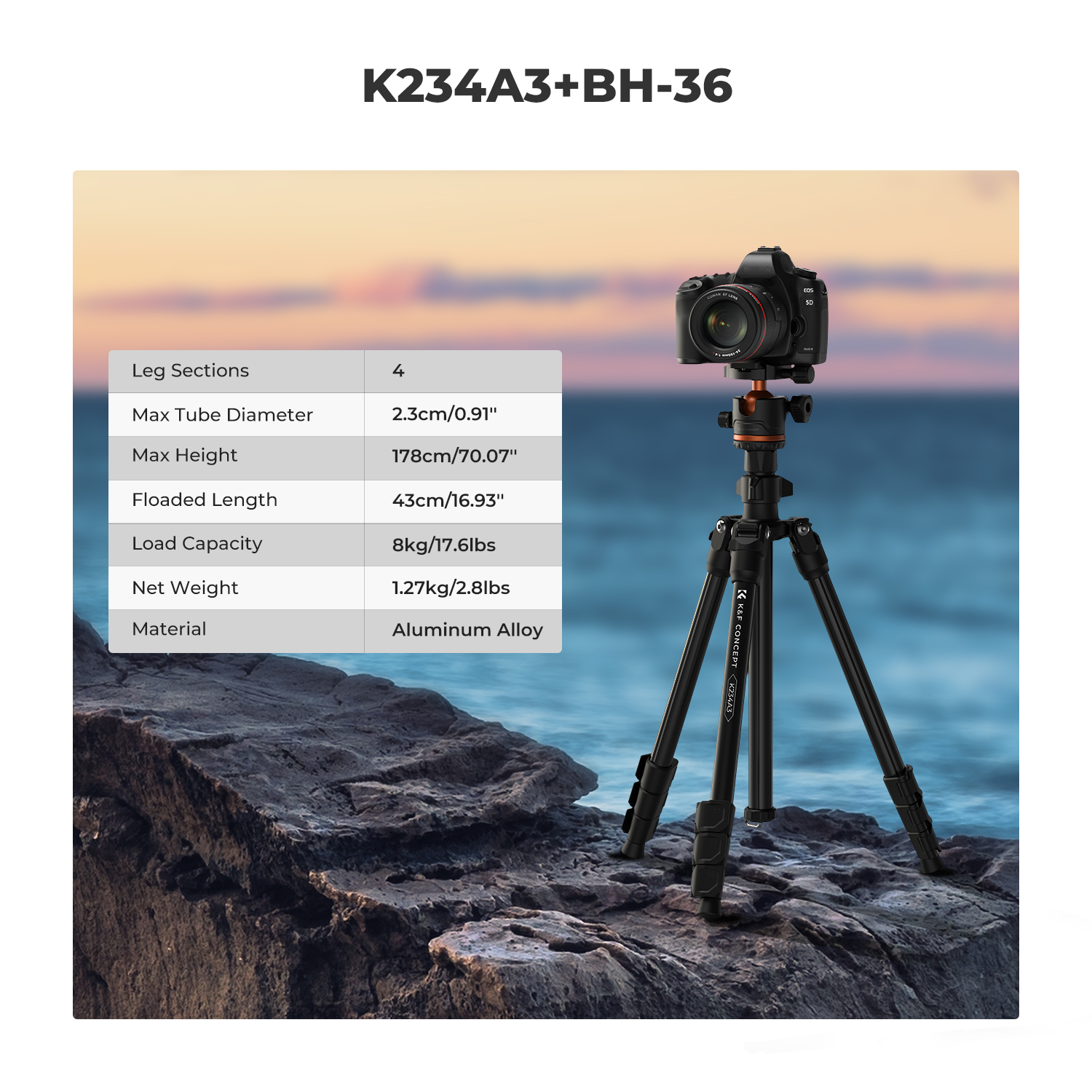 K&F CONCEPT 178cm Camera Tripo - Camera Tripod Carbon บทวิจารณ์และราคา