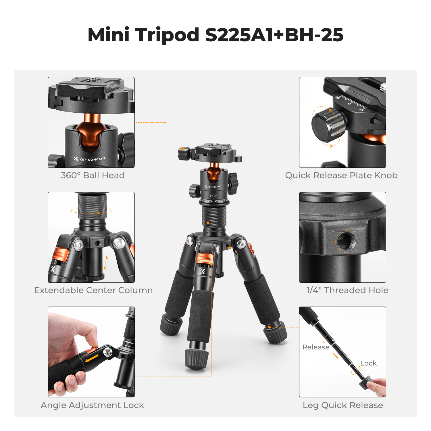 K&F CONCEPT 52cm Desktop Mini  - Camera Tripod Carbon บทวิจารณ์และราคา