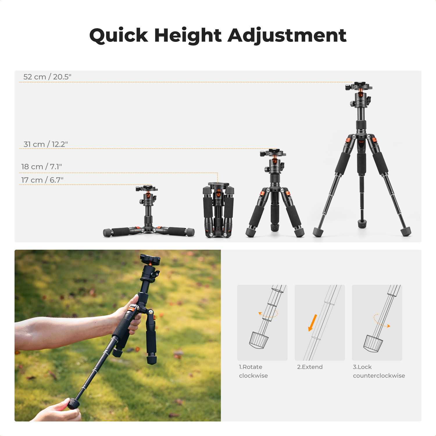 K&F CONCEPT 52cm Desktop Mini  - Camera Tripod Carbon บทวิจารณ์และราคา